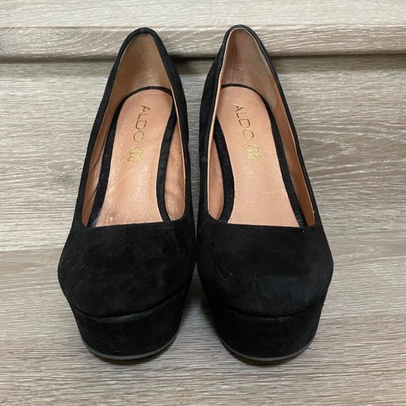 Aldo Platform Black Wedges Size 6 - Picture 2 of 2